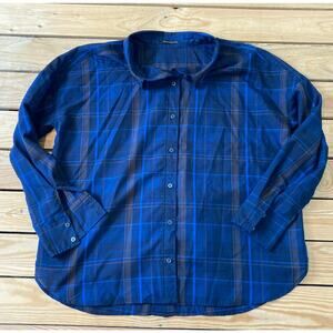Barnyardstorm Button Up Plaid Shirt Size Medium Men's Blue Long Sleeve